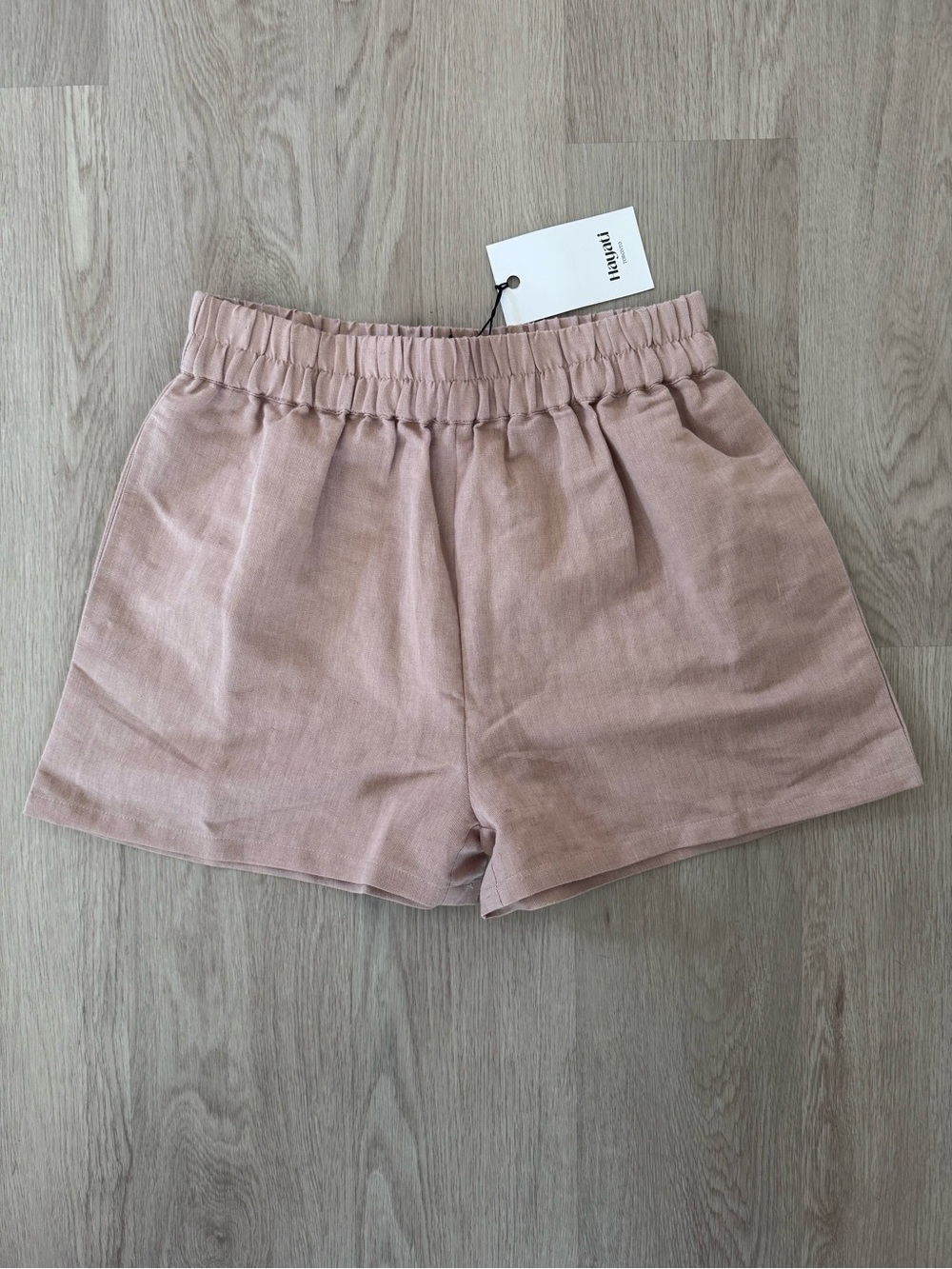Linen Blend High-Waist Blush Pink Shorts